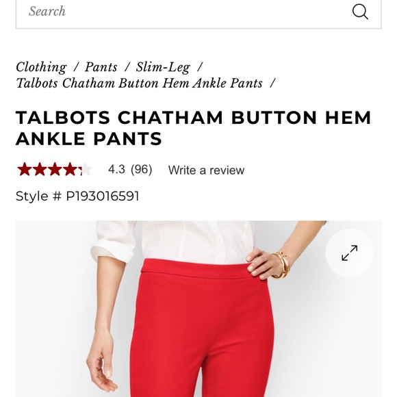 Talbots Red Chatham Button Hem Ankle Pants Size 4P - Picture 11 of 15